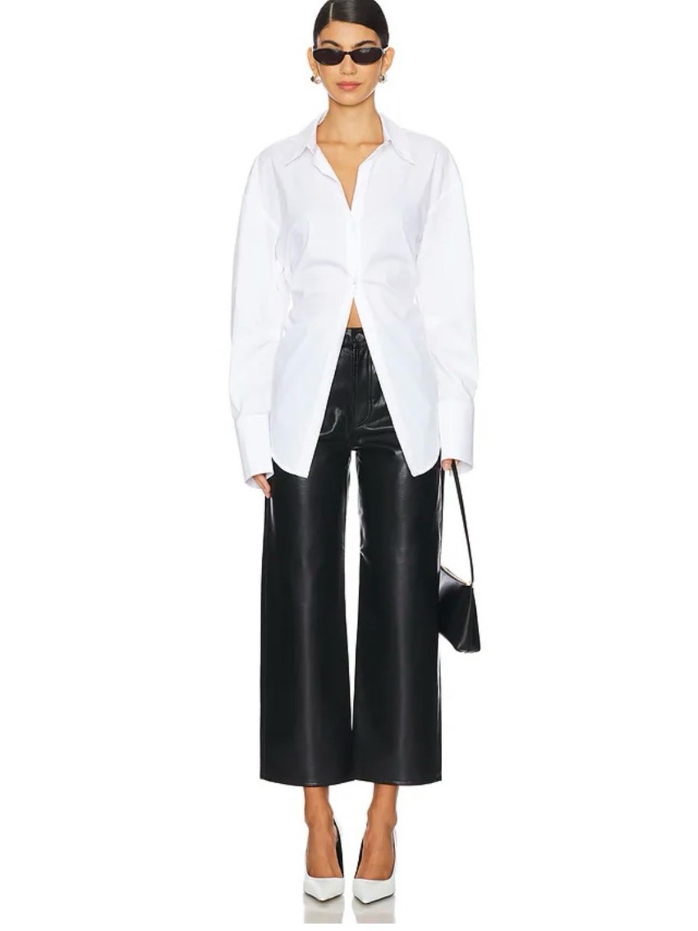 Agolde Leather Ren Jean Wide Leg Crop Pants 28 Work Streetwear Classic Winter